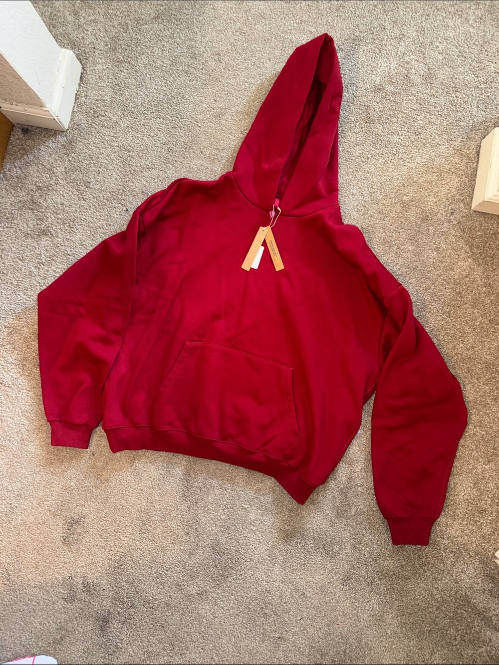 SKIMS Cotton Fleece Classic Pullover Hoodie Color: Brick